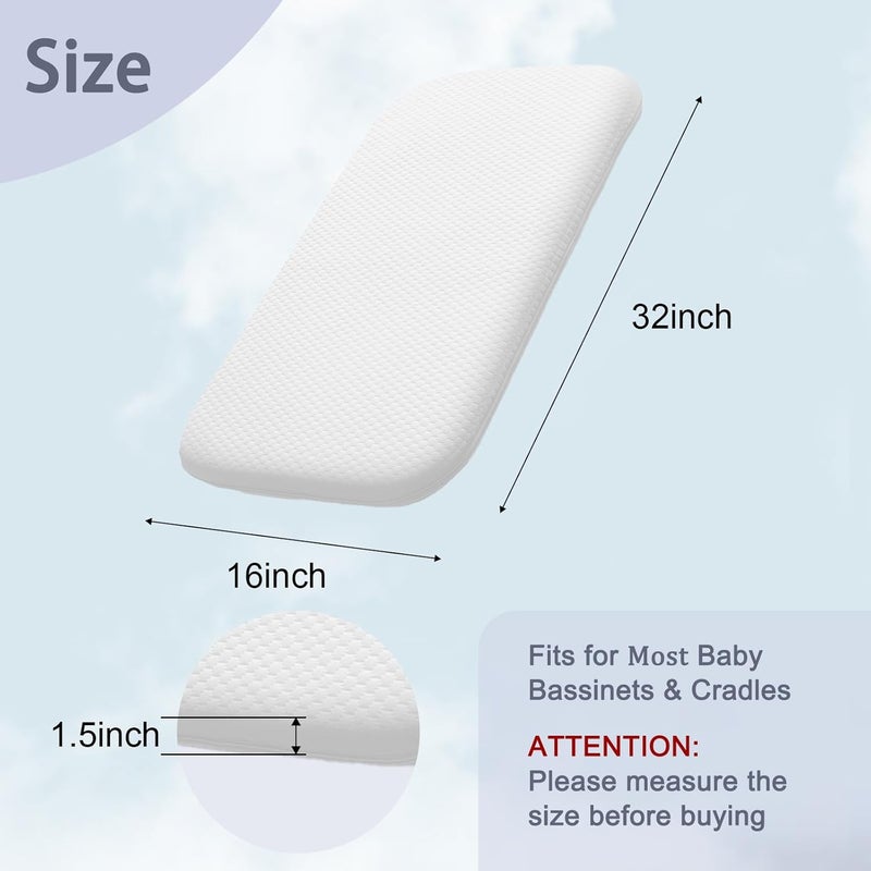 Lisara Baby Bassinet Mattress Pad, 32 x 16 Dual Sided Gel Memory Foam Mattress with Waterproof, Removable and Breathable Ice Silk Cover, Fit for Dream On Me Karley & Willow BabyBassinet - Image 2
